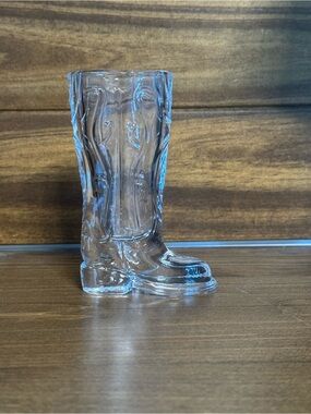 Clear Glass cowboy Boot Vase/shot class